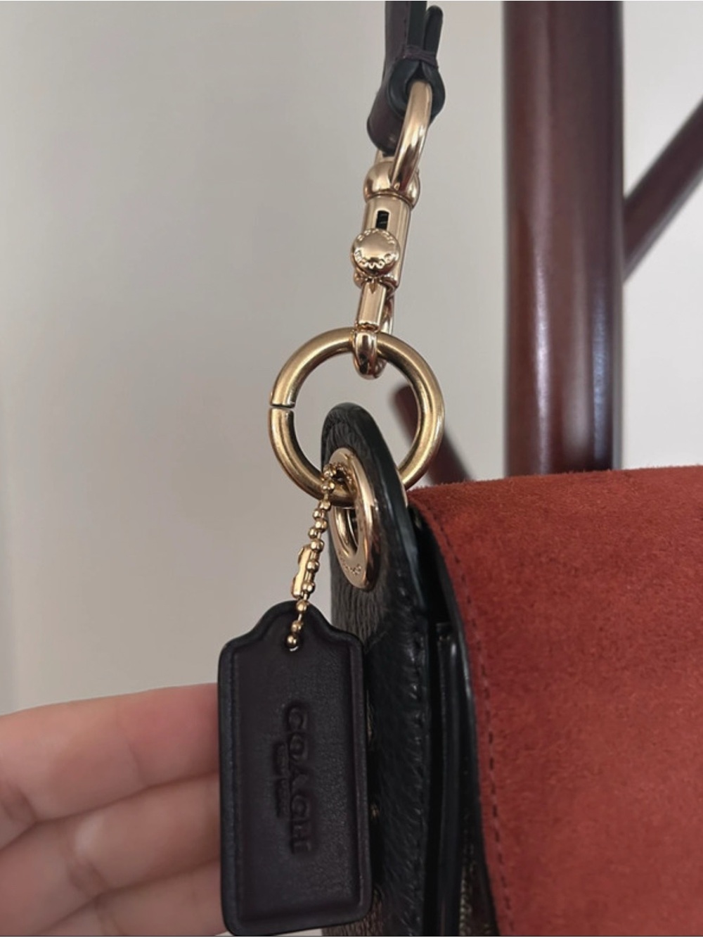 Coach Crossbody Saddle Bag in Rust Suede and Brown - Picture 3 of 8